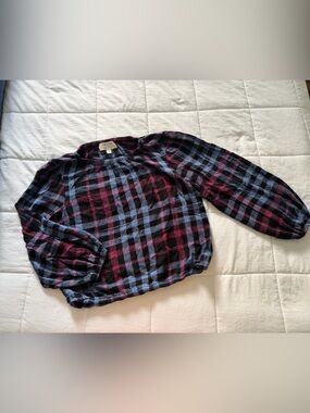cloth & stone Black, Blue & Burgundy Plaid Shirt